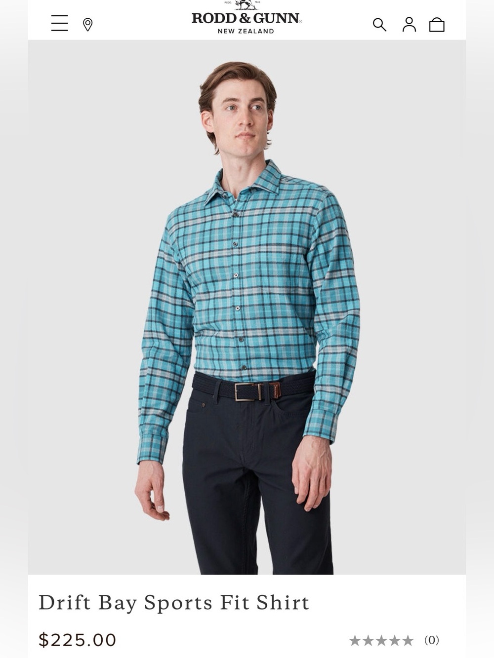 Rodd & Gunn Drift Bay Soft Flannel Blue/Black  Plaid Shirt, Sports Fit. Size L